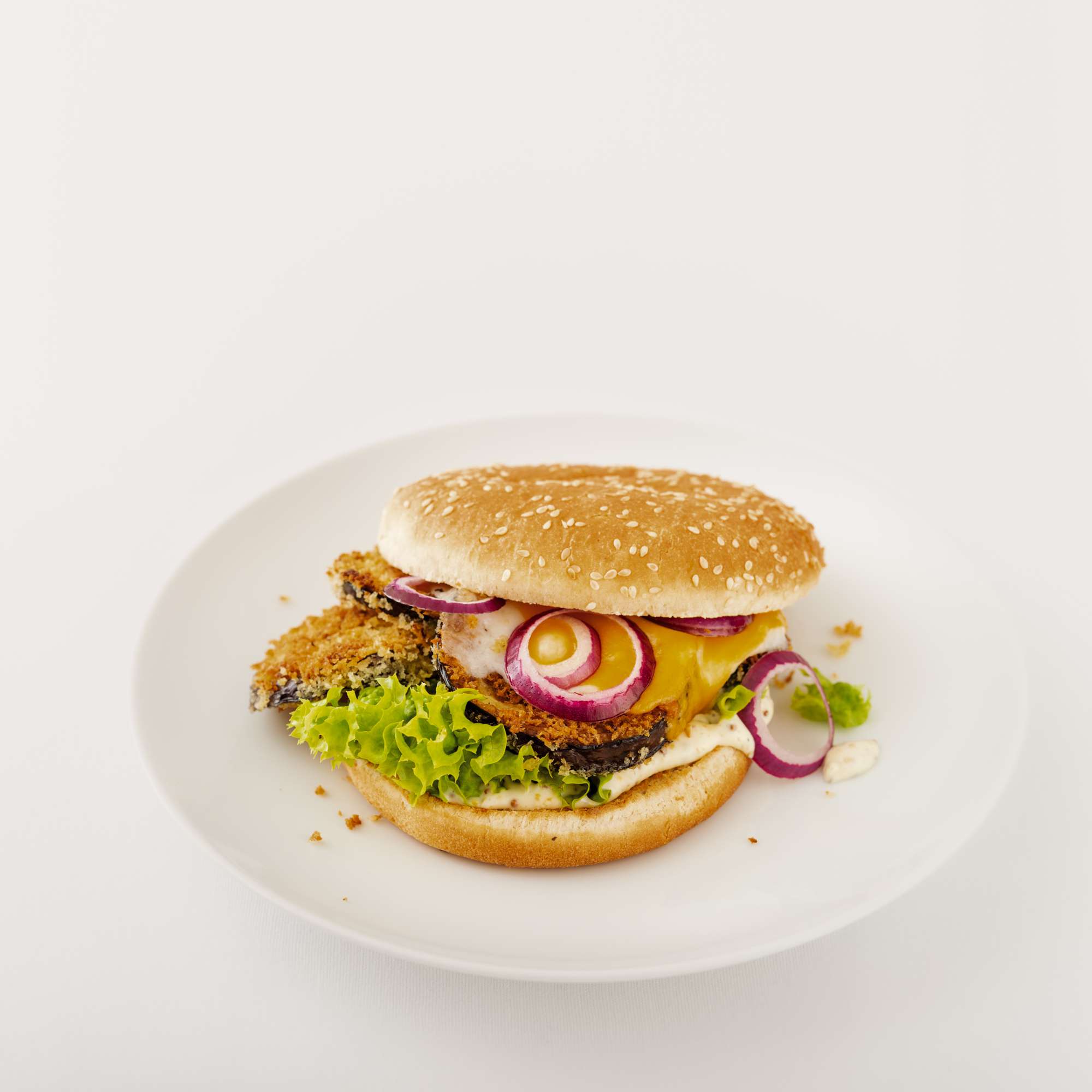 Knusper-Auberginen-Double-Cheeseburger