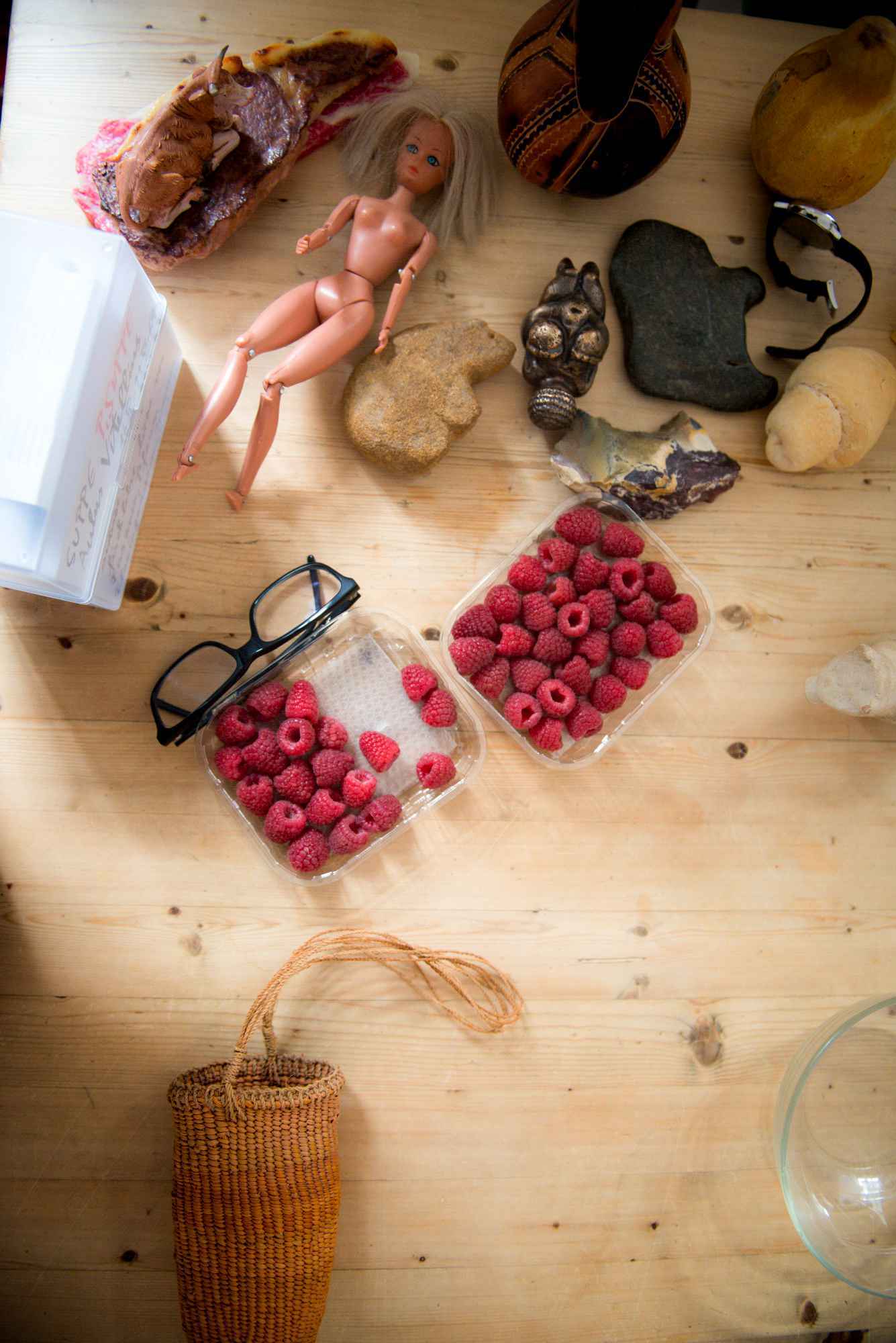 Himbeeren und andere Demonstrationsobjekte