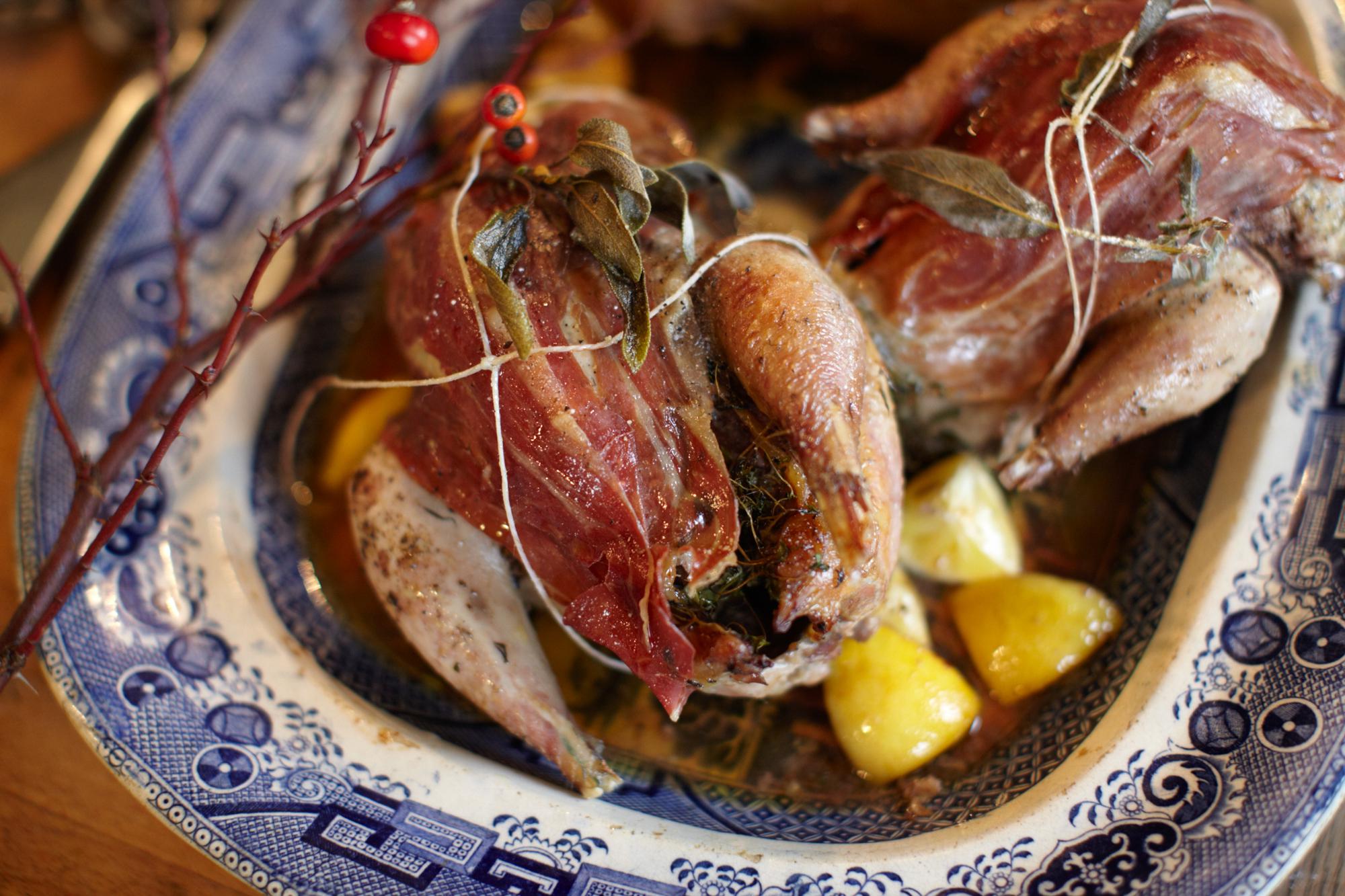 Fasan mit Ricotta, Parmaschinken und Zitrone