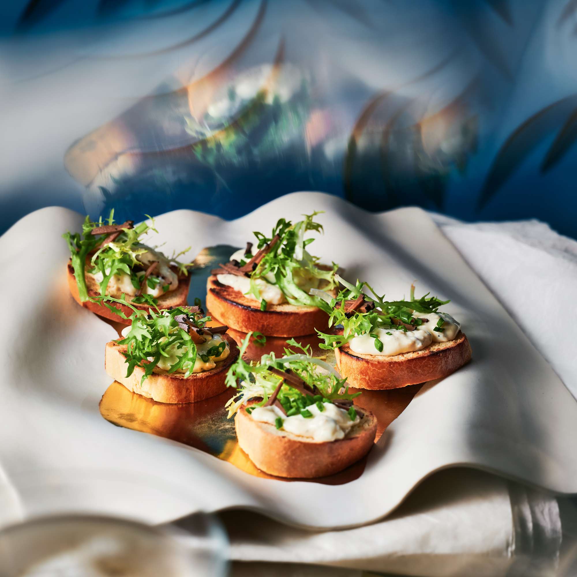 Geröstete Brioche-Canapés mit Brie de Meaux und Trüffeln