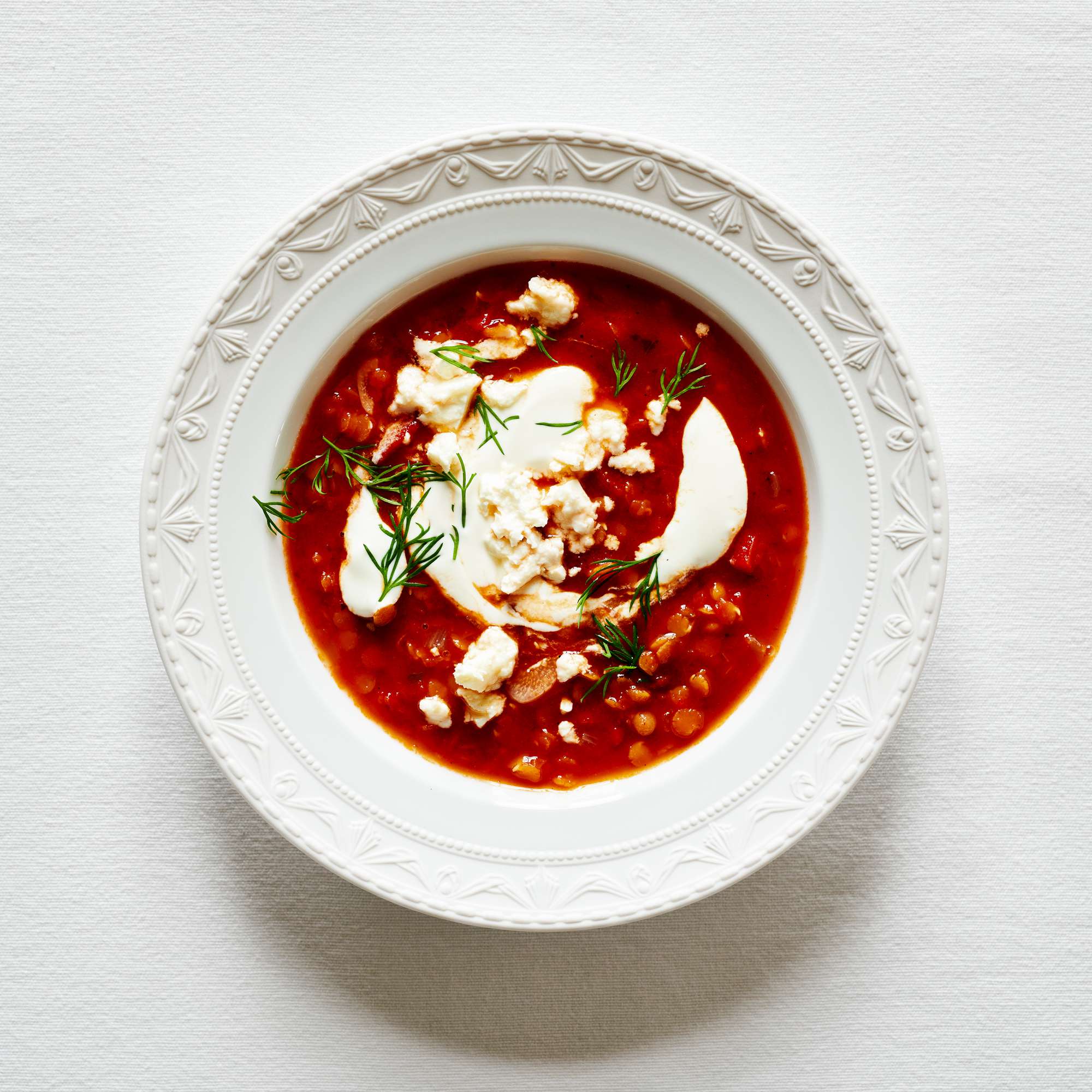 Rote Linsensuppe mit Paprika