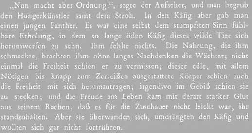 Textauszug: Franz Kafka "Der Hungerkünstler" Quelle: Wikipedia